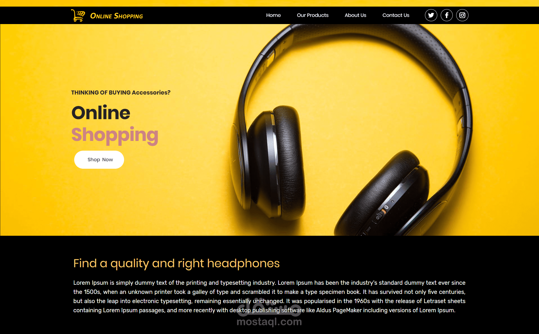 موقع لبيع الالكترونيات HTML - CSS - JavaScript | Online Shopping