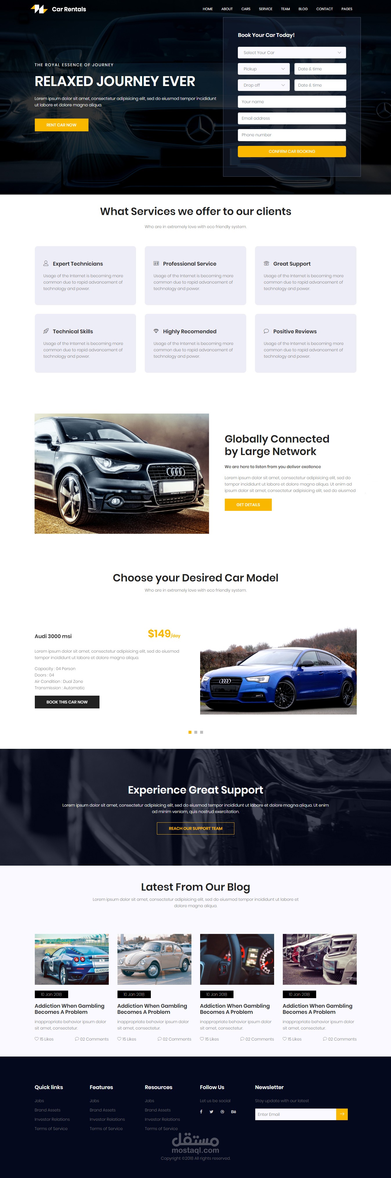 موقع لمعرض سيارات  HTML - CSS - JS | Car Rentals