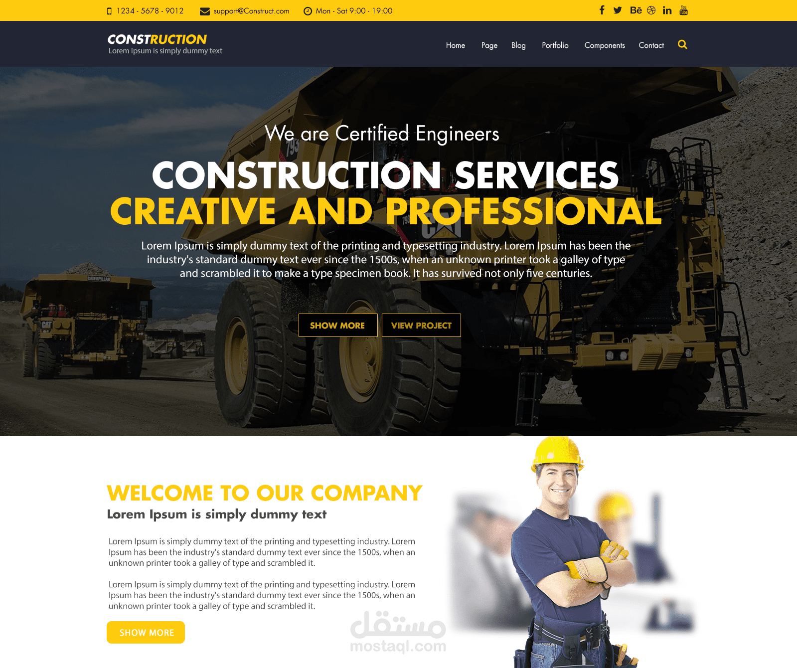 موقع لشركة مقاولات HTML - CSS - JavaScript | Construction Services