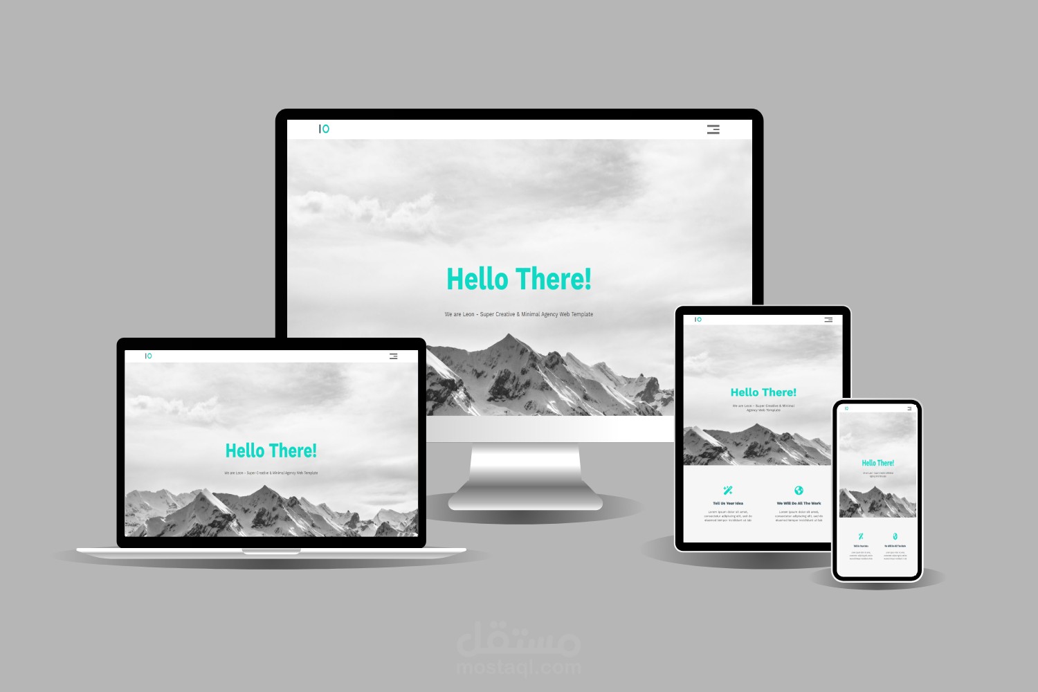 موقع Leon Template | باستخدام:  HTML/HTML5 - CSS/CSS3 - Responsive Design - Git