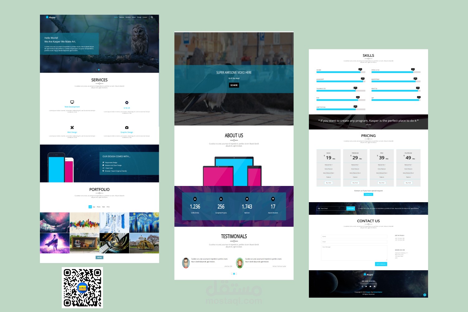 موقع Kasper Template | باستخدام:  HTML/HTML5 - CSS/CSS3 - Responsive Design - Git