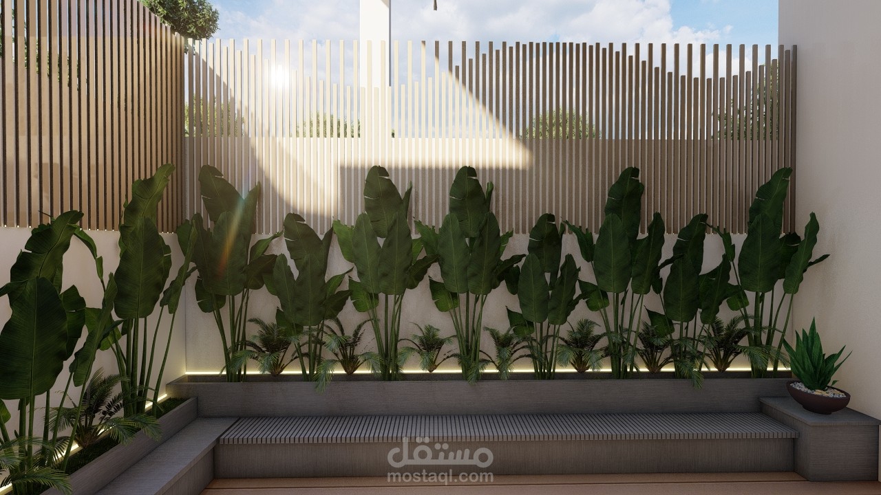 تصميمي لحديقة فيلا سكنية في المملكة العربية السعودية