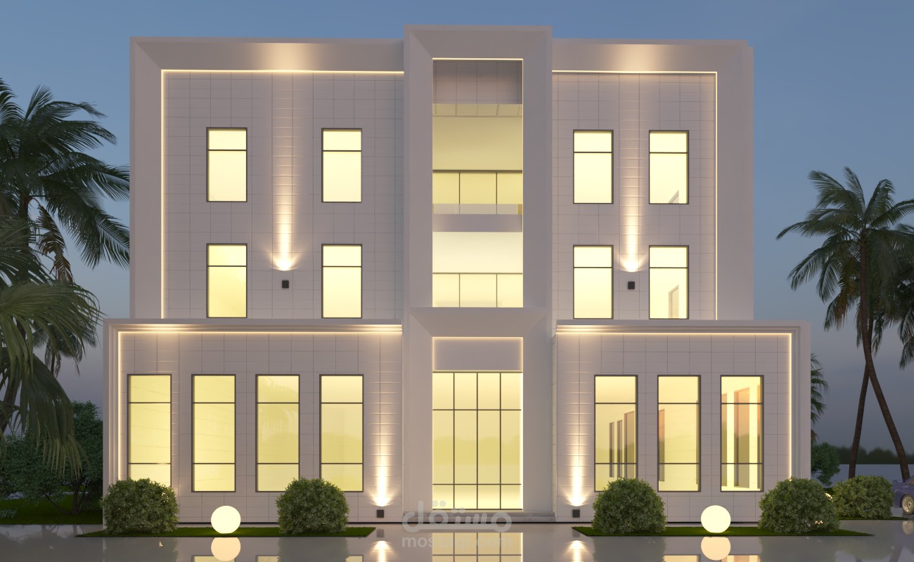 تصميمي لواجهة فيلا سكنية بالطراز نيو كلاسيك في المملكة العربية السعودية