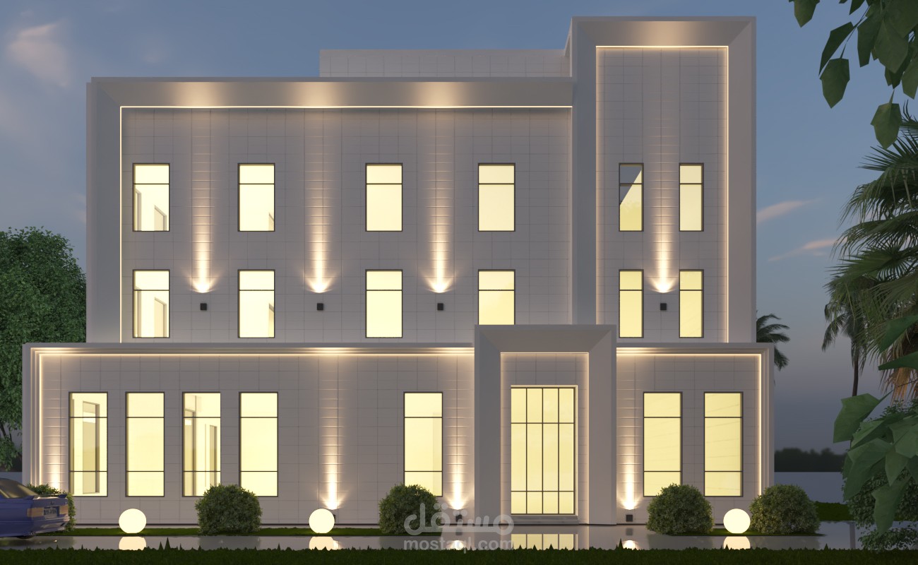 تصميمي لواجهة فيلا سكنية بالطراز نيو كلاسيك في المملكة العربية السعودية