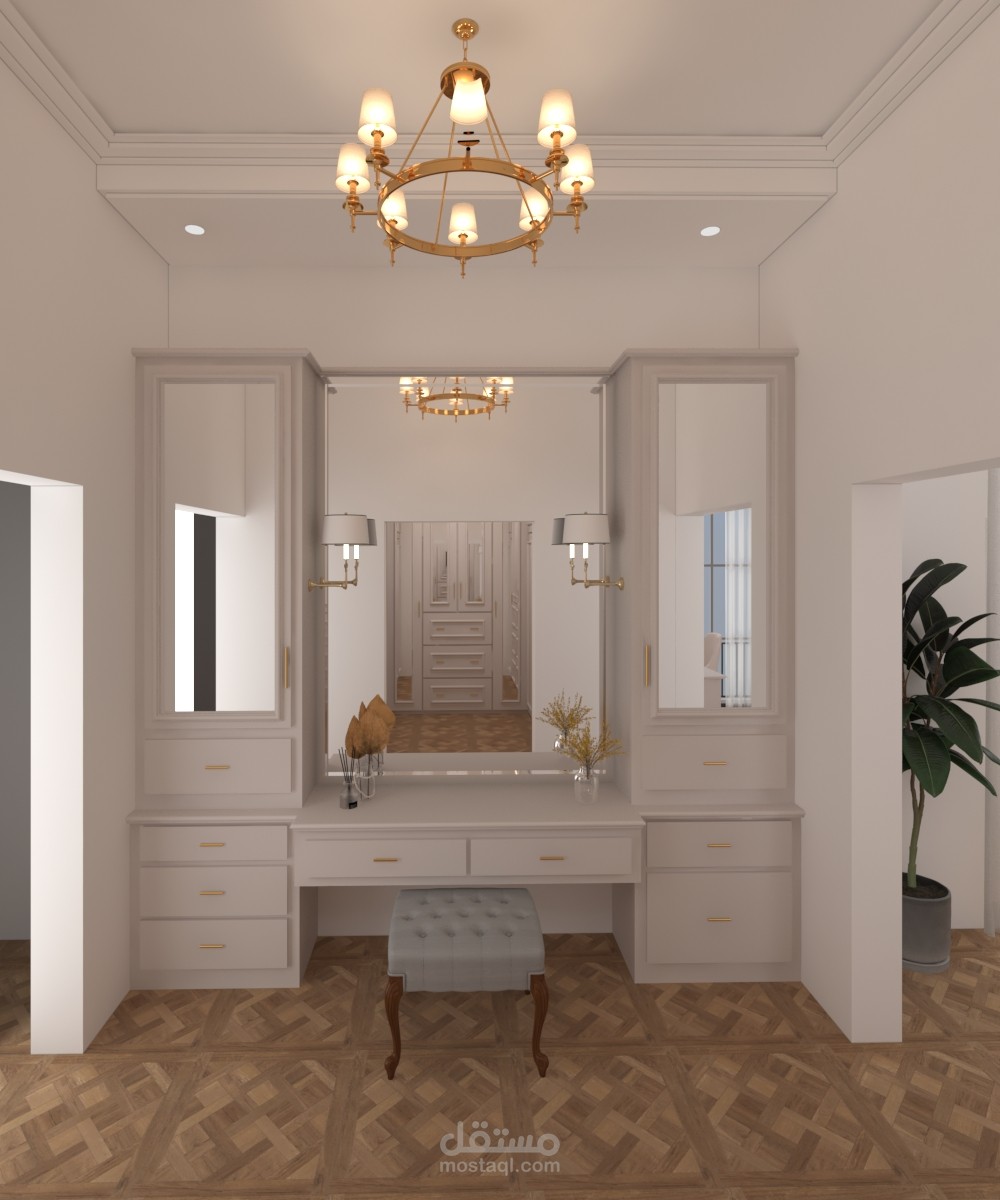 تصميمي غرفة ملابس على الطراز النيوكلاسيك في المملكة العربية السعودية