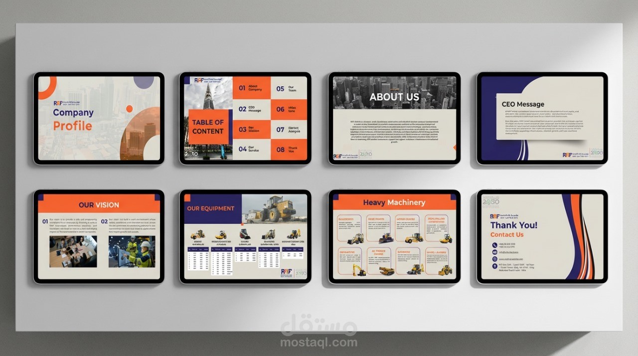 تصميم ملف تعريفي احترافي لشركة مقاولات (Company Profile)