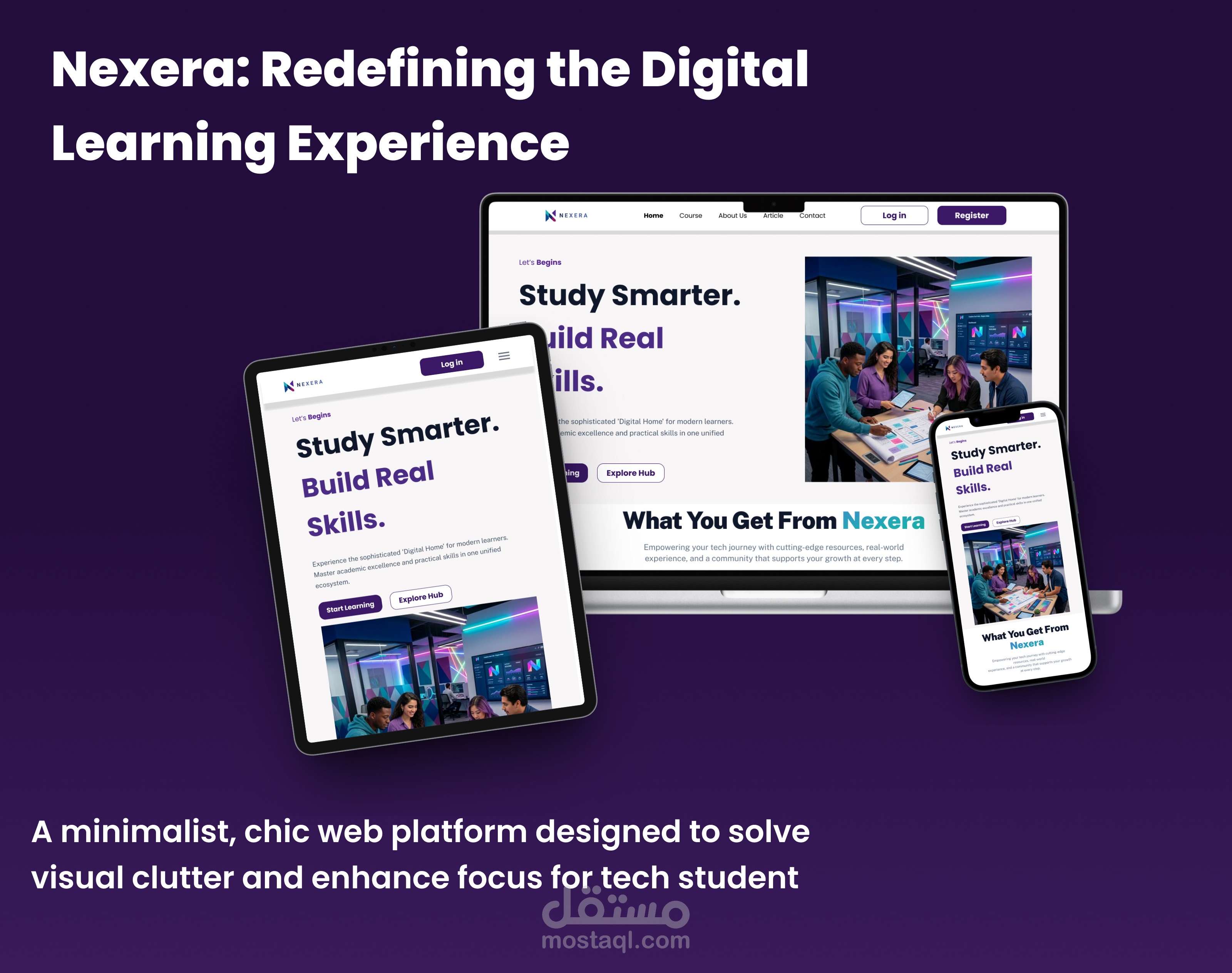 تصميم منصة تعليمية متكاملة (Desktop & Mobile) بتجربة مستخدم احترافي