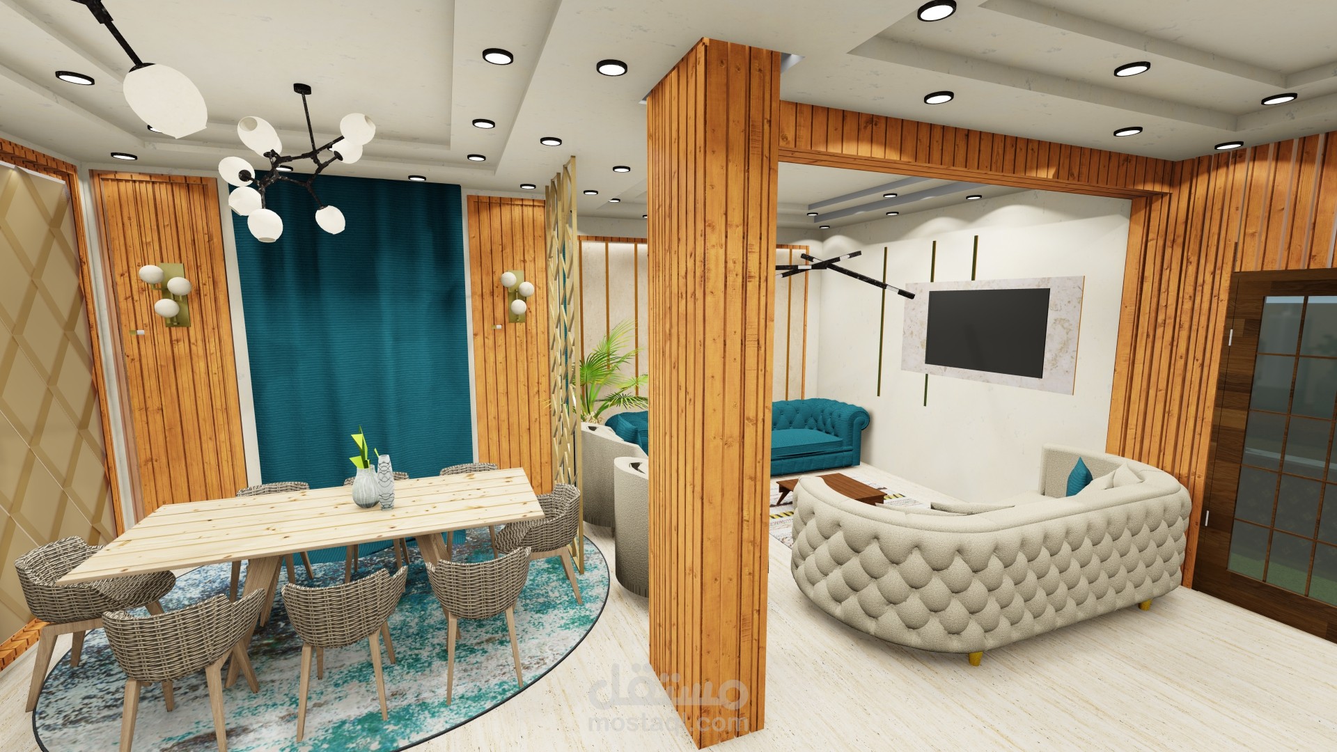 تصميم شقة  داخلي مكونة من ثلاث  غرف   بمساحة 220 متر مربع  بباغوص بالفيوم