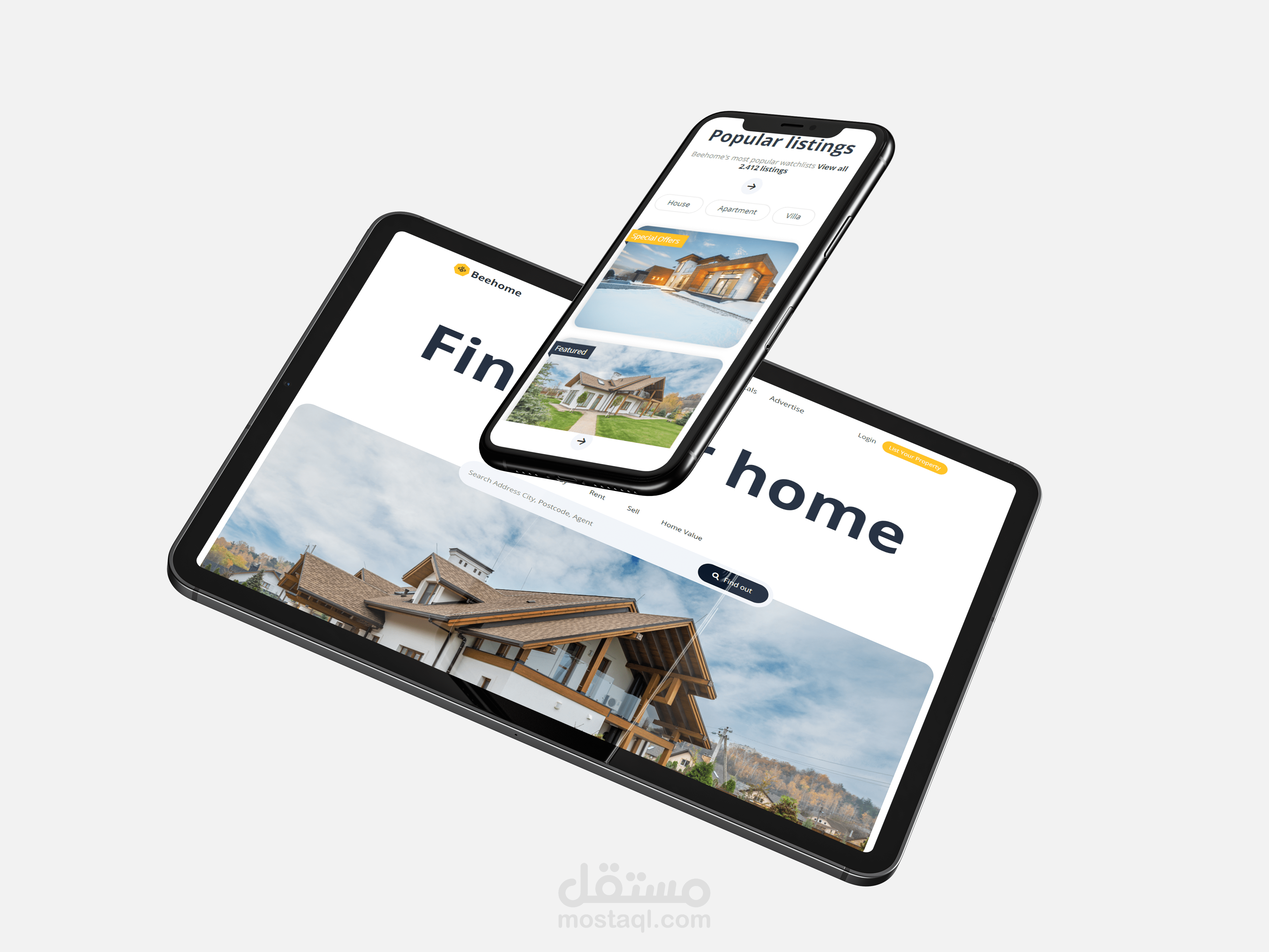 صفحة هبوط " إبحث عن منزلك " ذو التصميم الجذاب