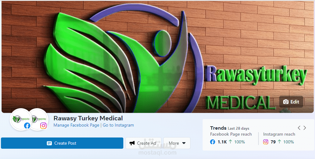 جزء من أعمالي في انشاء صفحات ( فيس بوك - انستجرام - تيك توك ) وكتابة محتوى لصفحة Rawasy Turkey Medical للسياحة العلاجية