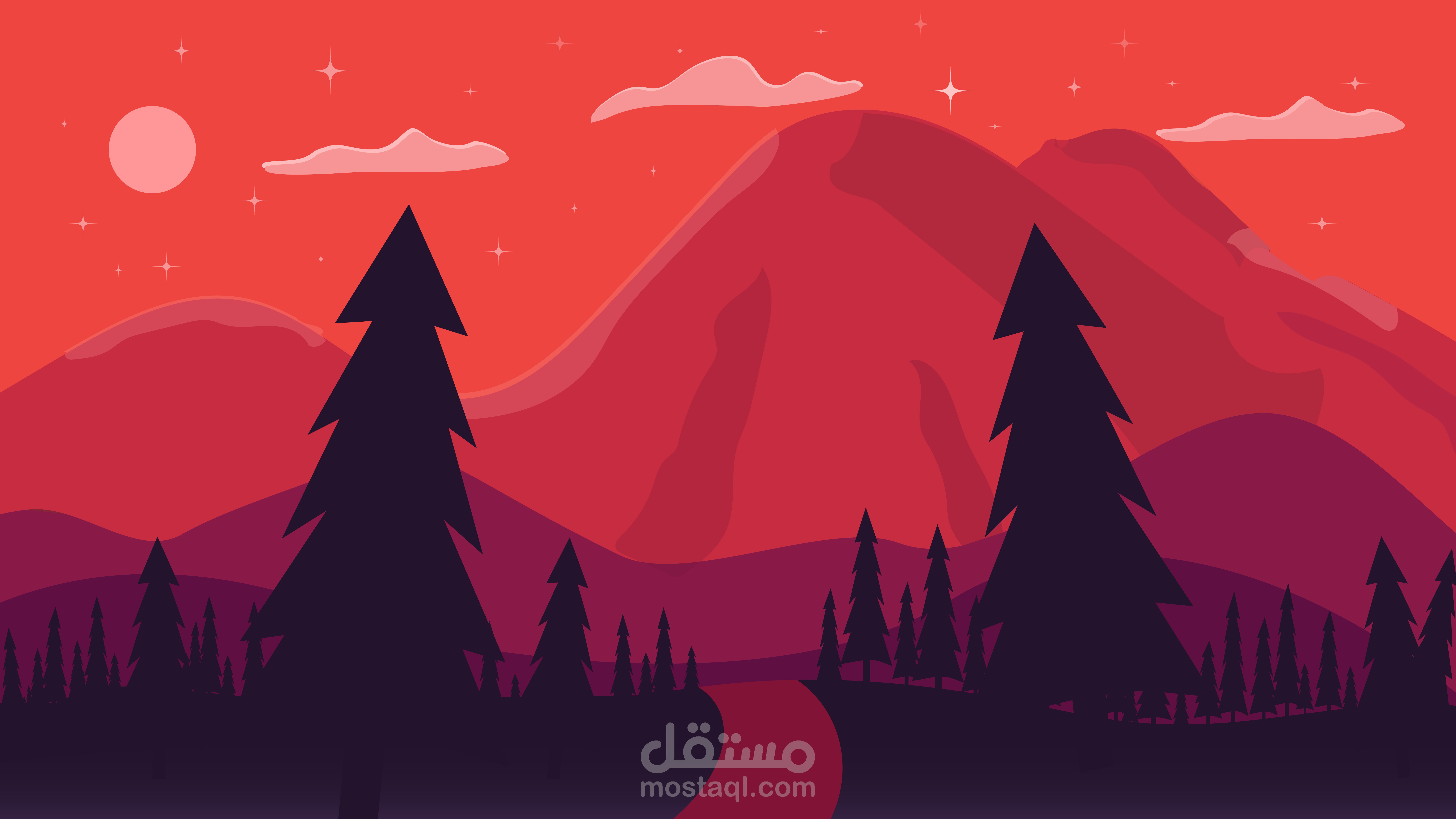 بعض الأعمال في التصميم السطحي flat design