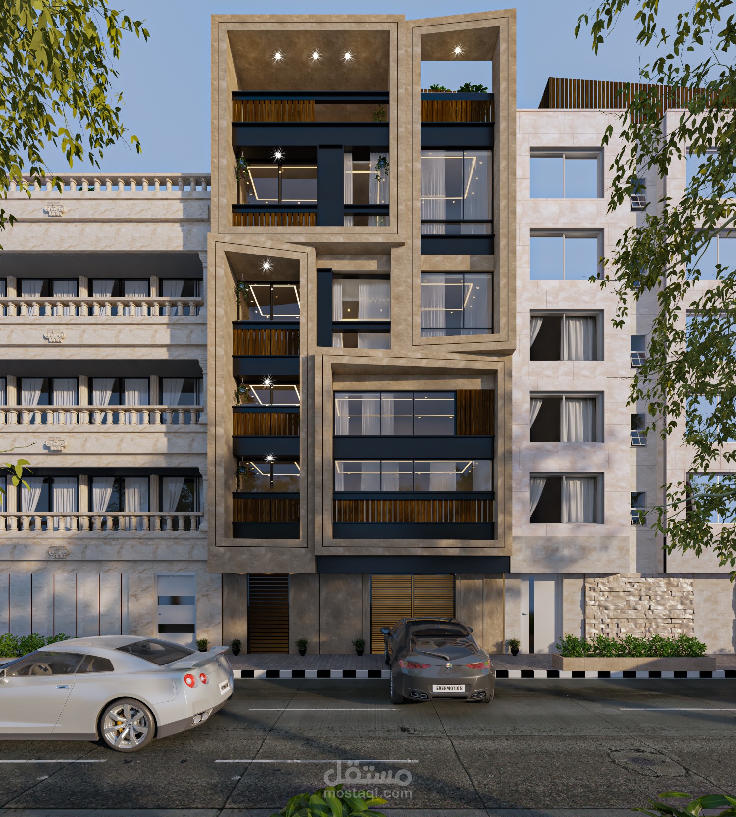 تصميم واجهة معمارية على الطراز الموديرن