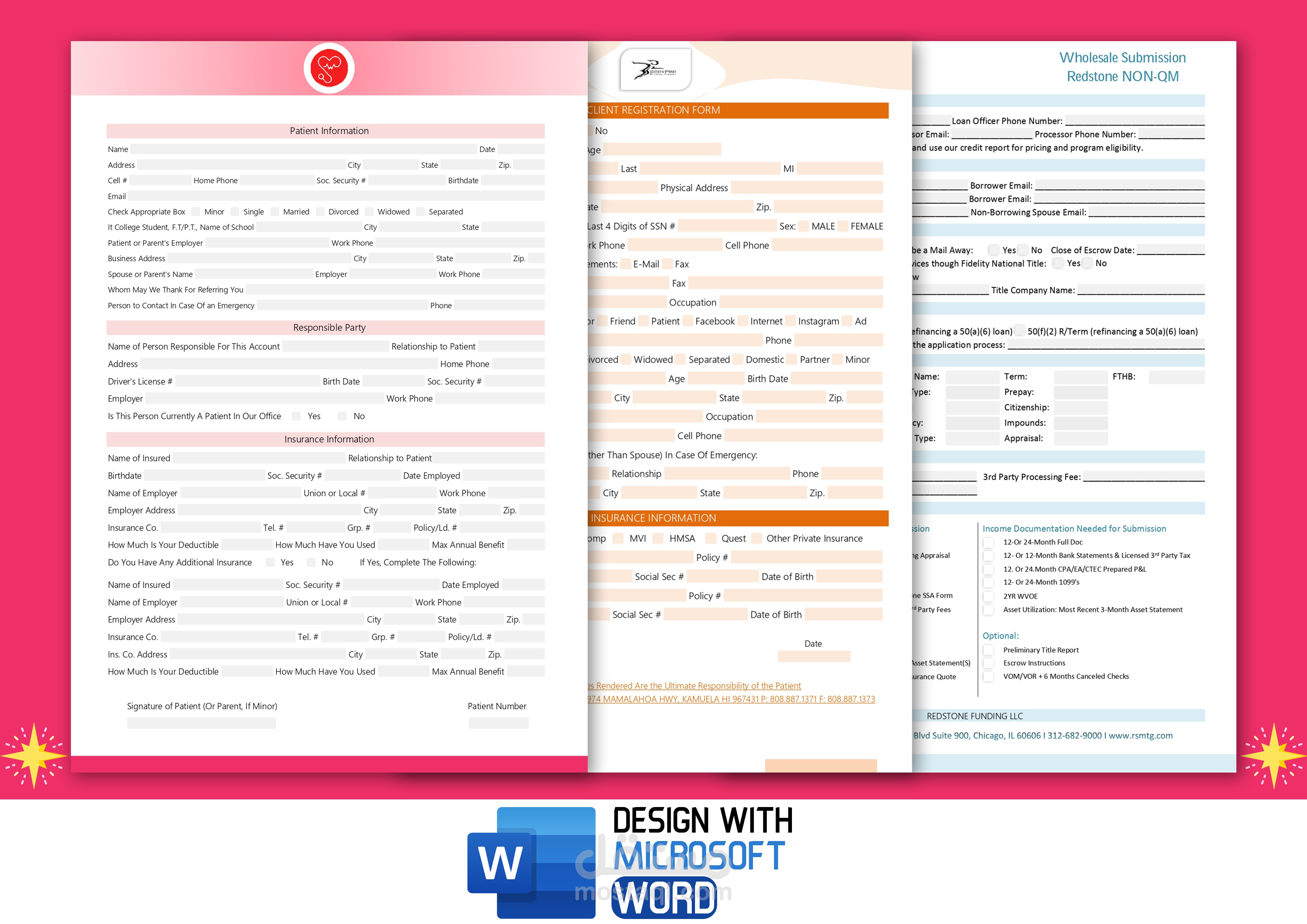 تصميم نموذج & استمارة احترافية قابلة للتعديل والطباعة علي MICROSOFT WORD