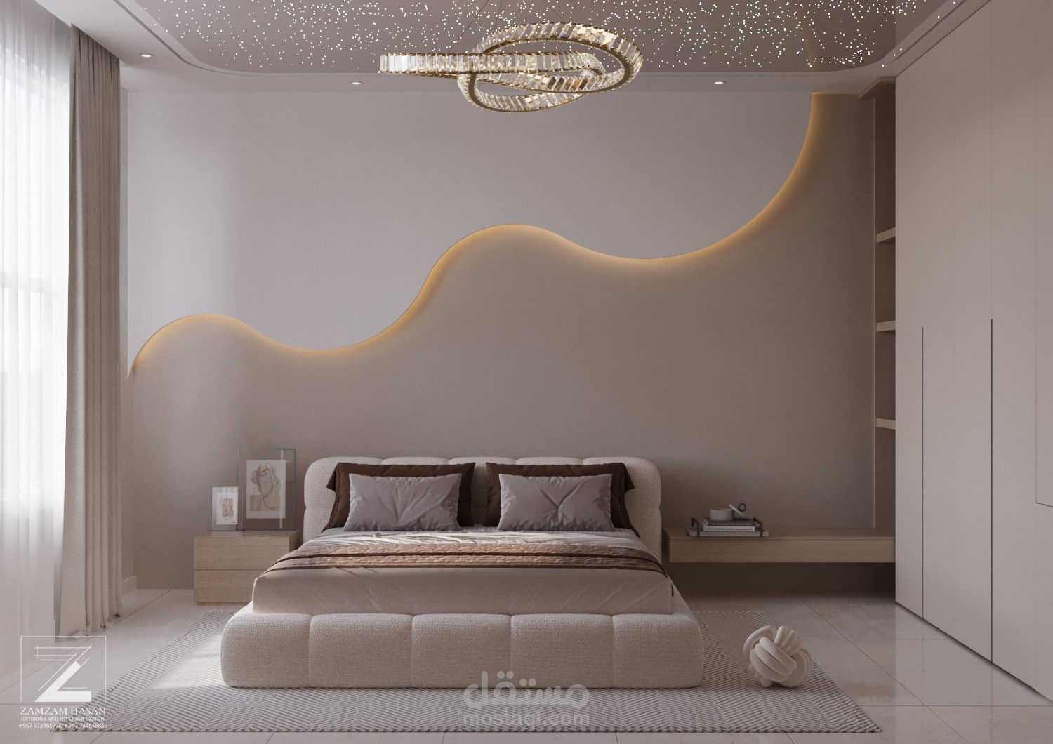 تصميم داخلي لغرفة نوم  لفيلا  سكنيه