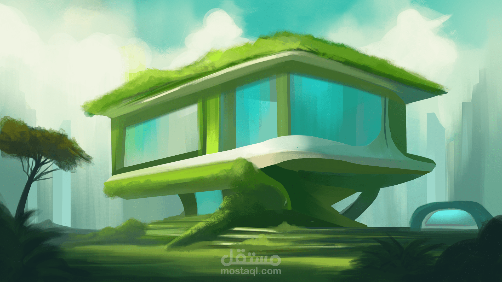 تصميم خلفية مدينة مستقبلية