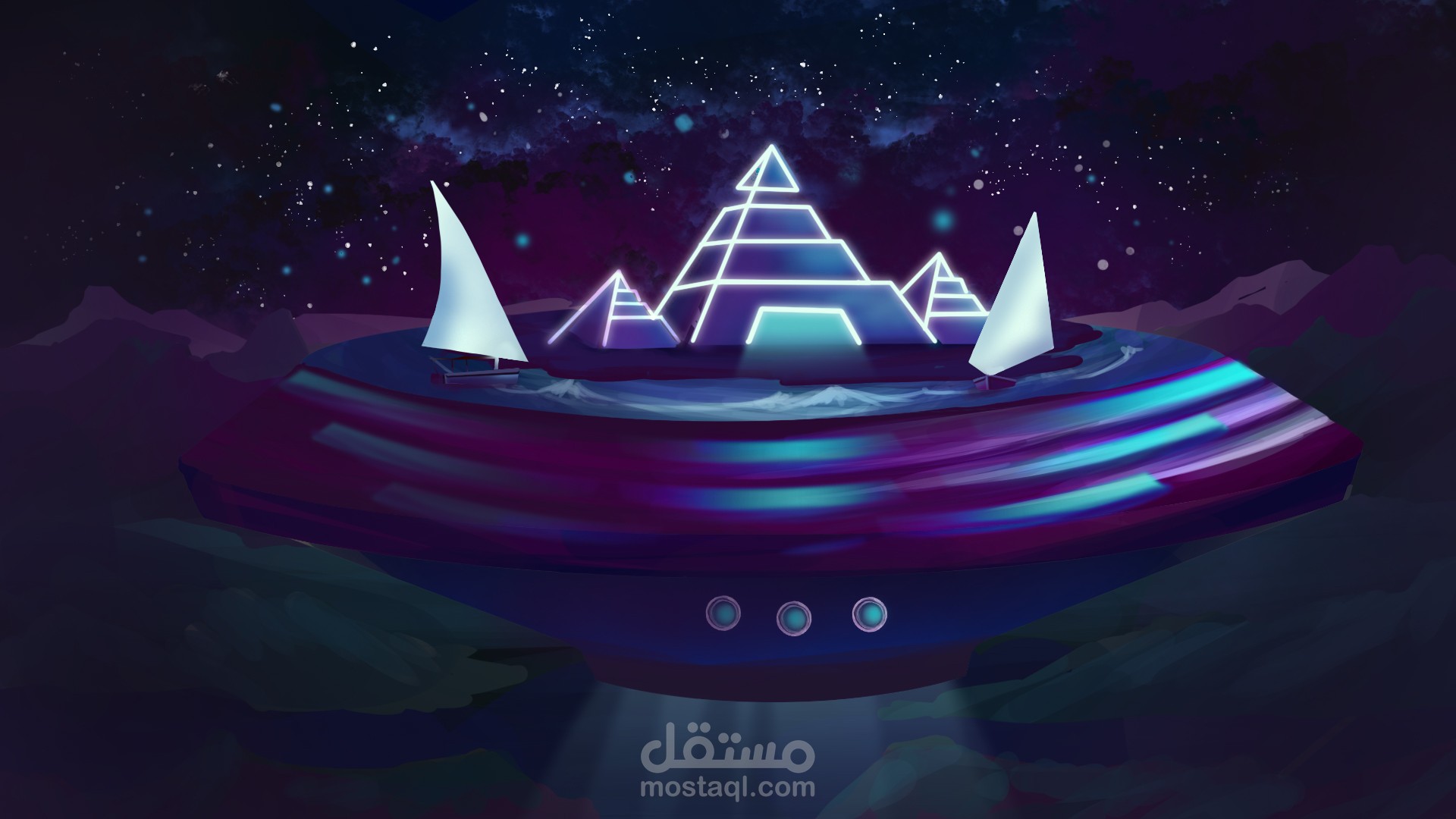 رسم خلفية مدينة فضائية