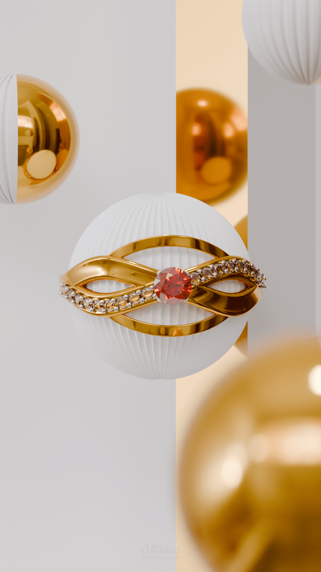 تصميم 3D احترافي لخاتم ذهب
