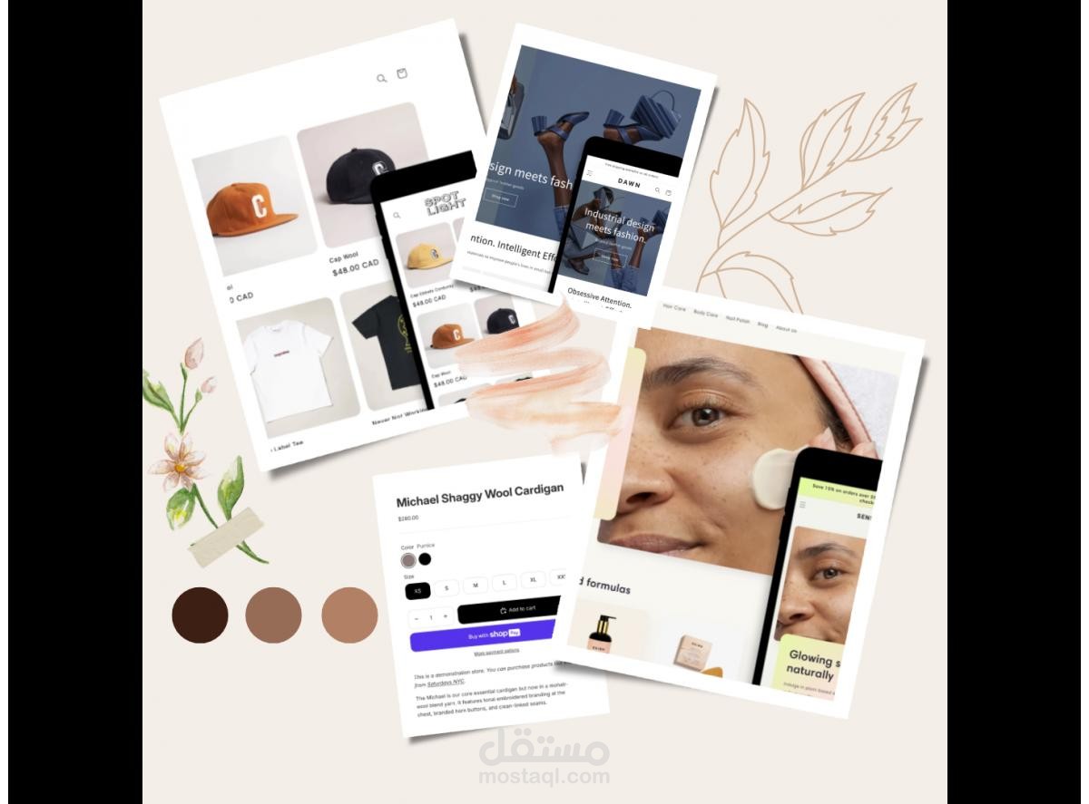 إعادة تصميم صفحة المنتج لمتجر Shopify مع تحسين معدل التحويل وإضافة خلفيات Textures للمتغيرات
