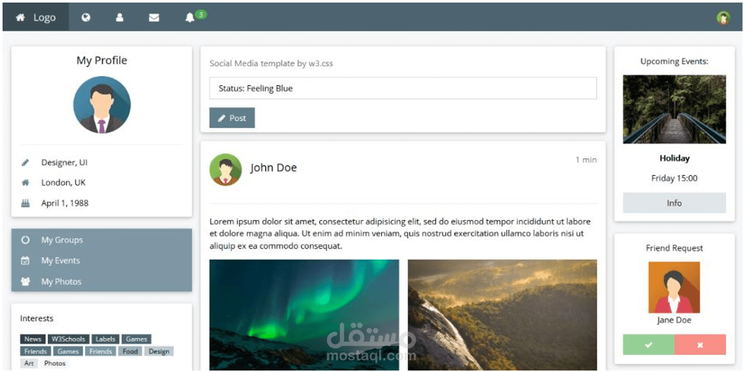 Social Media Interface