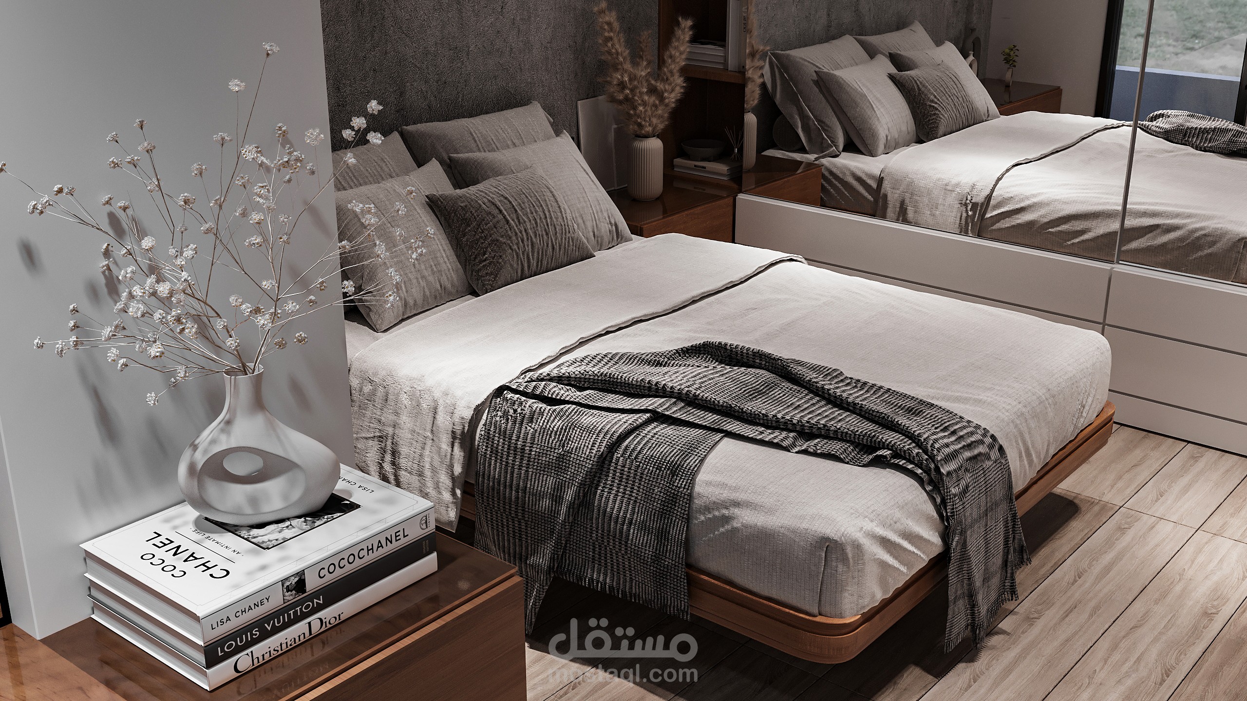 تصميم داخلي لغرفة نوم فندقيه