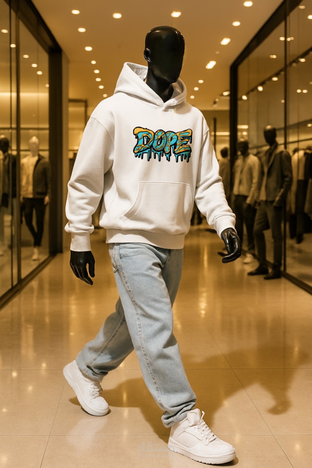 هودي شتوي أبيض عصري للشباب