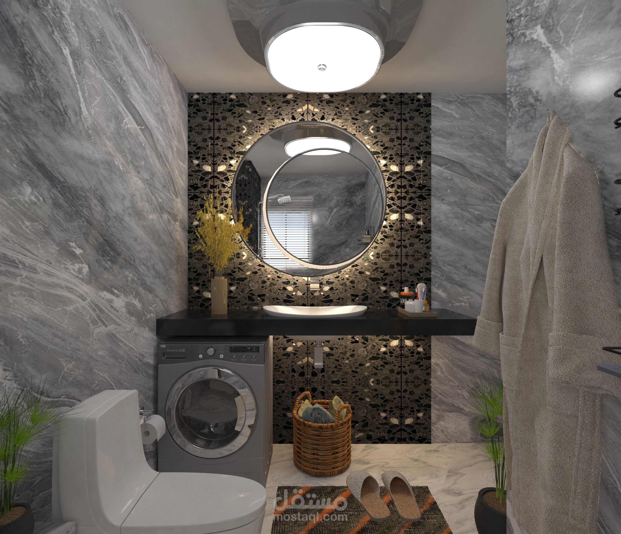 تصميم حمام مودرن لشقة سكنية ف 6 اكتوبر