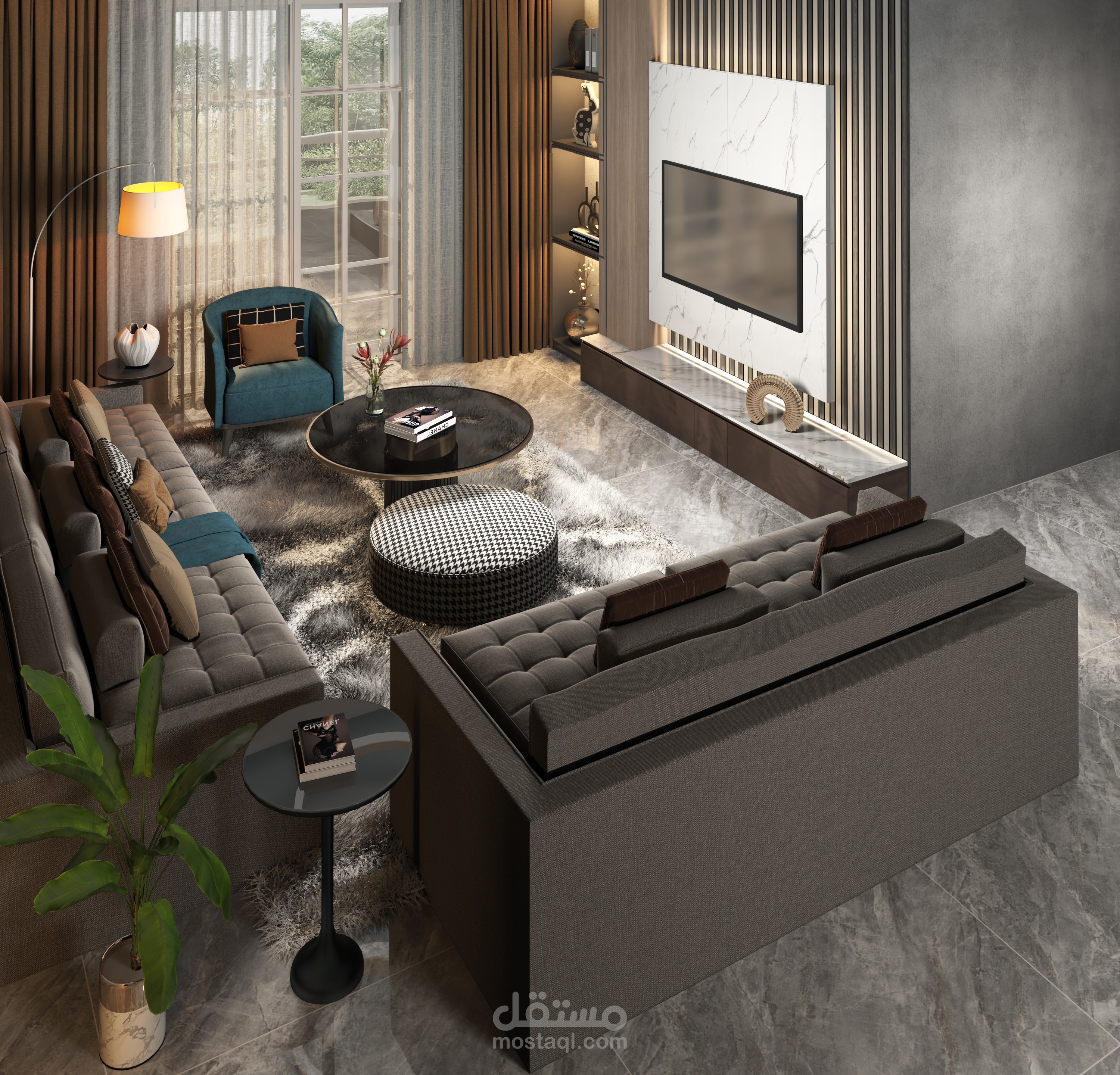 تصميم مودرن لصالون وسفرة