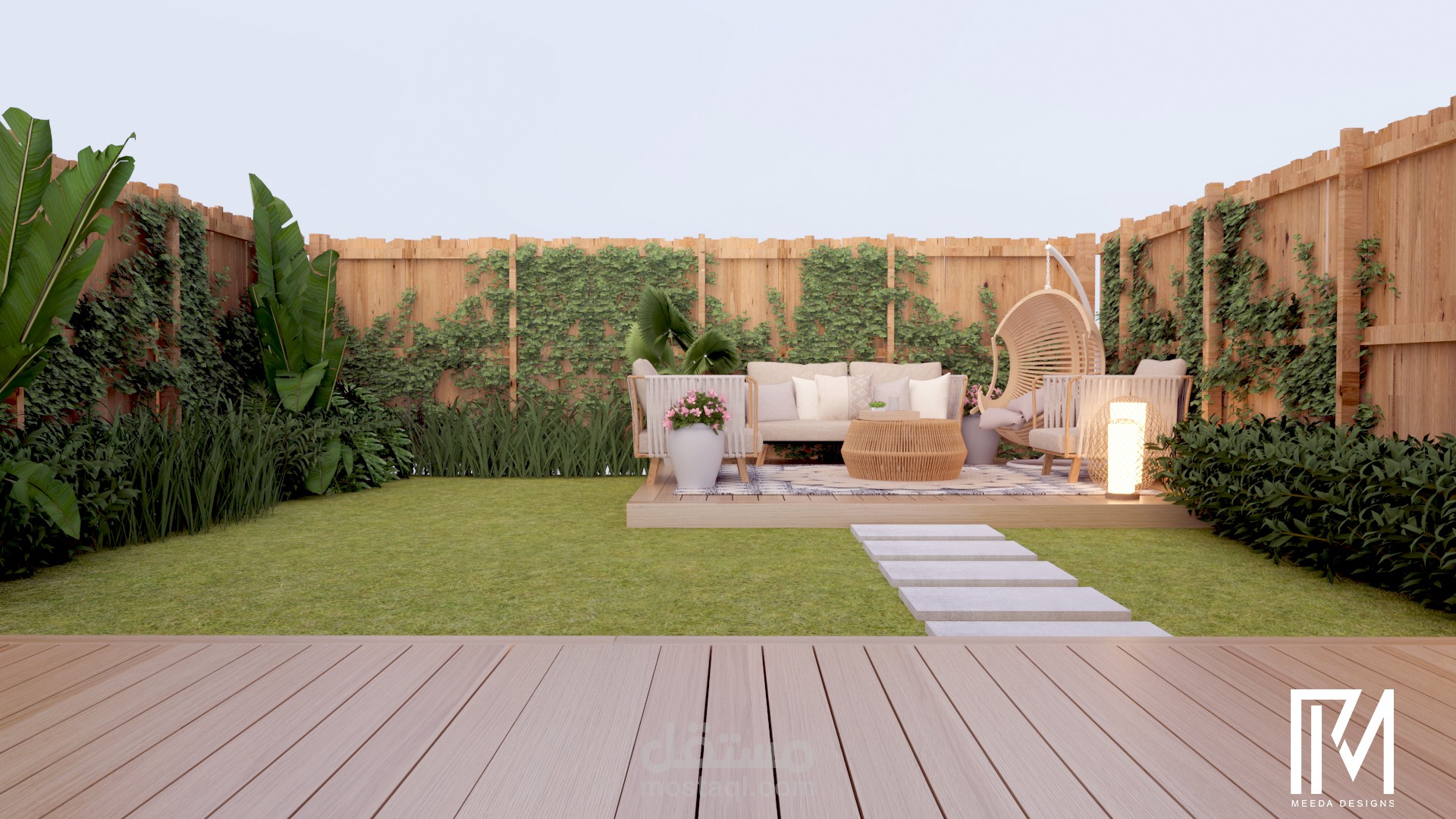 تصميم ثلاثي الأبعاد لحديقة باستخدام الطراز البوهيمي / 3D design for a garden using bohemian style