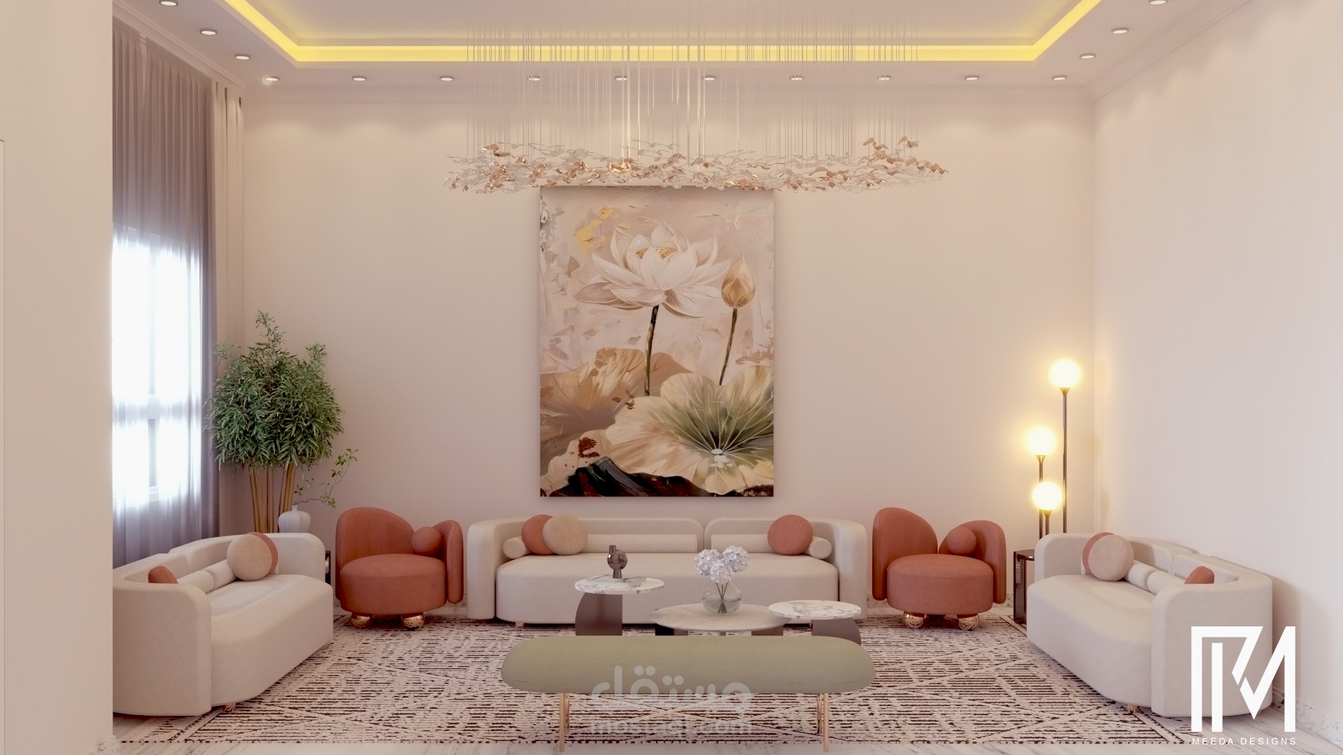 تصميم داخلي كلاسيكي حديث ثلاثي الأبعاد  لفيلا  / 3D classic modern design for a  villa