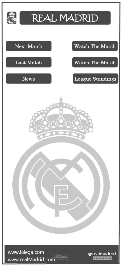 تصميم واجهة مبدئية لتطبيق مباريات ريال مدريد