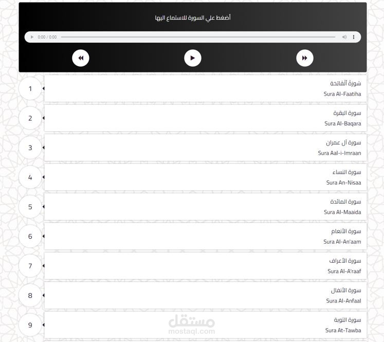 موقع لعرض سور القران الكريم بشكل صوتي للشيخ احمد الاعجمي