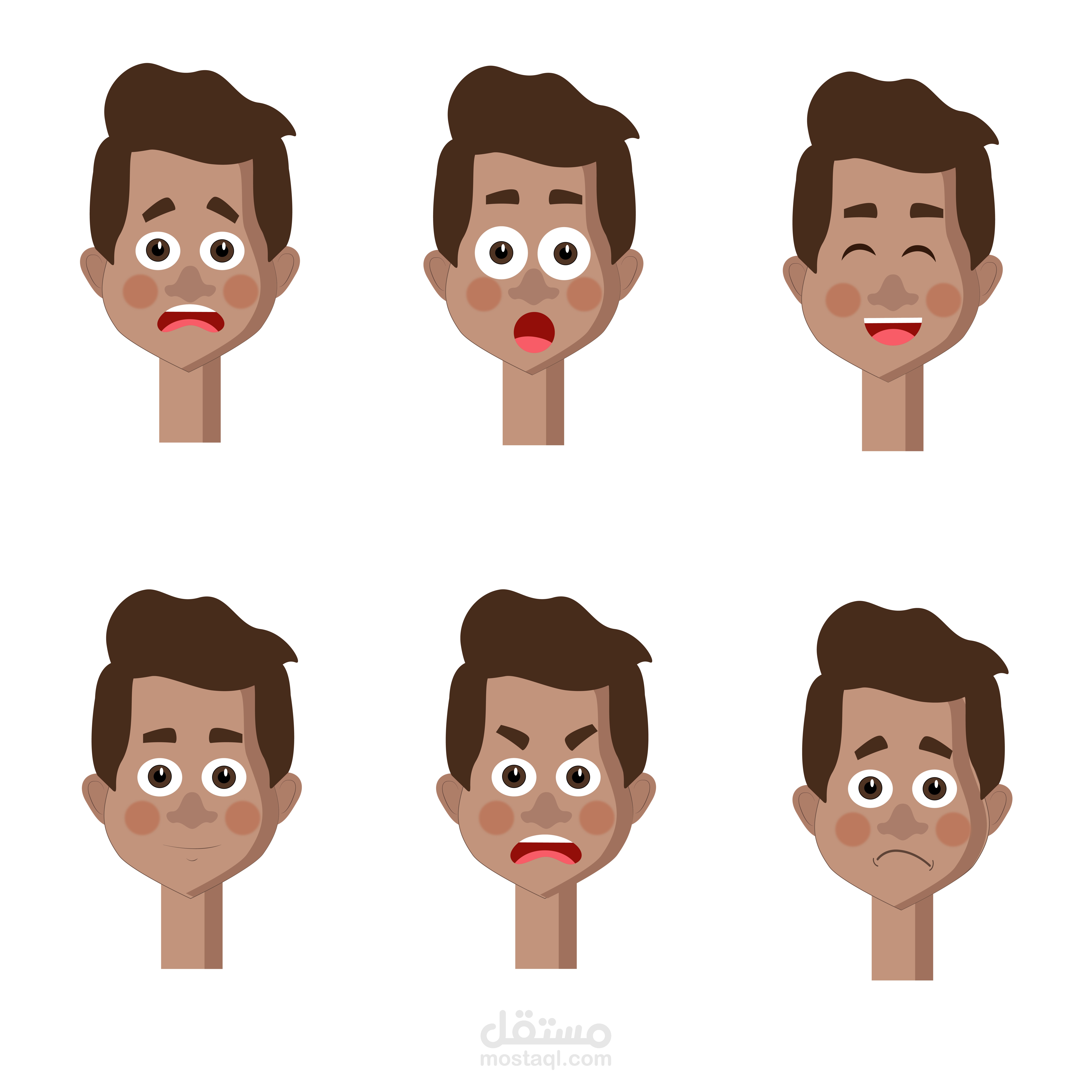 تعبيرات وجه لشخصية كرتونية