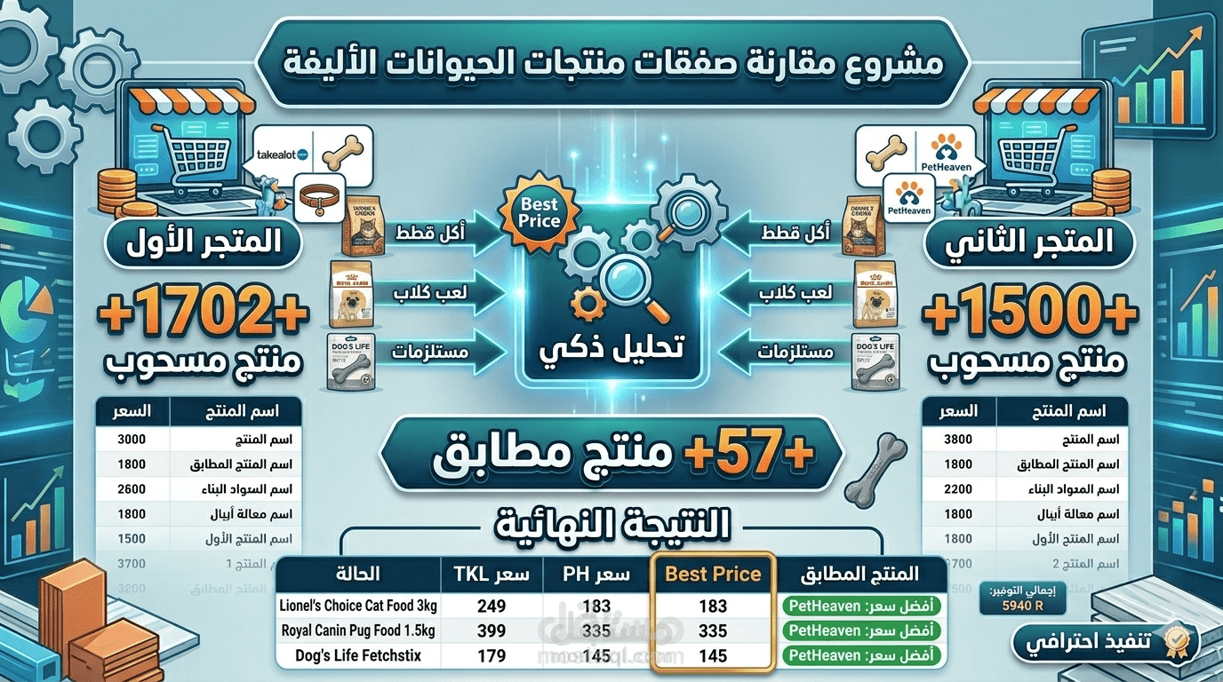 نظام مقارنة أسعار المنتجات بين متجرين إلكترونيين