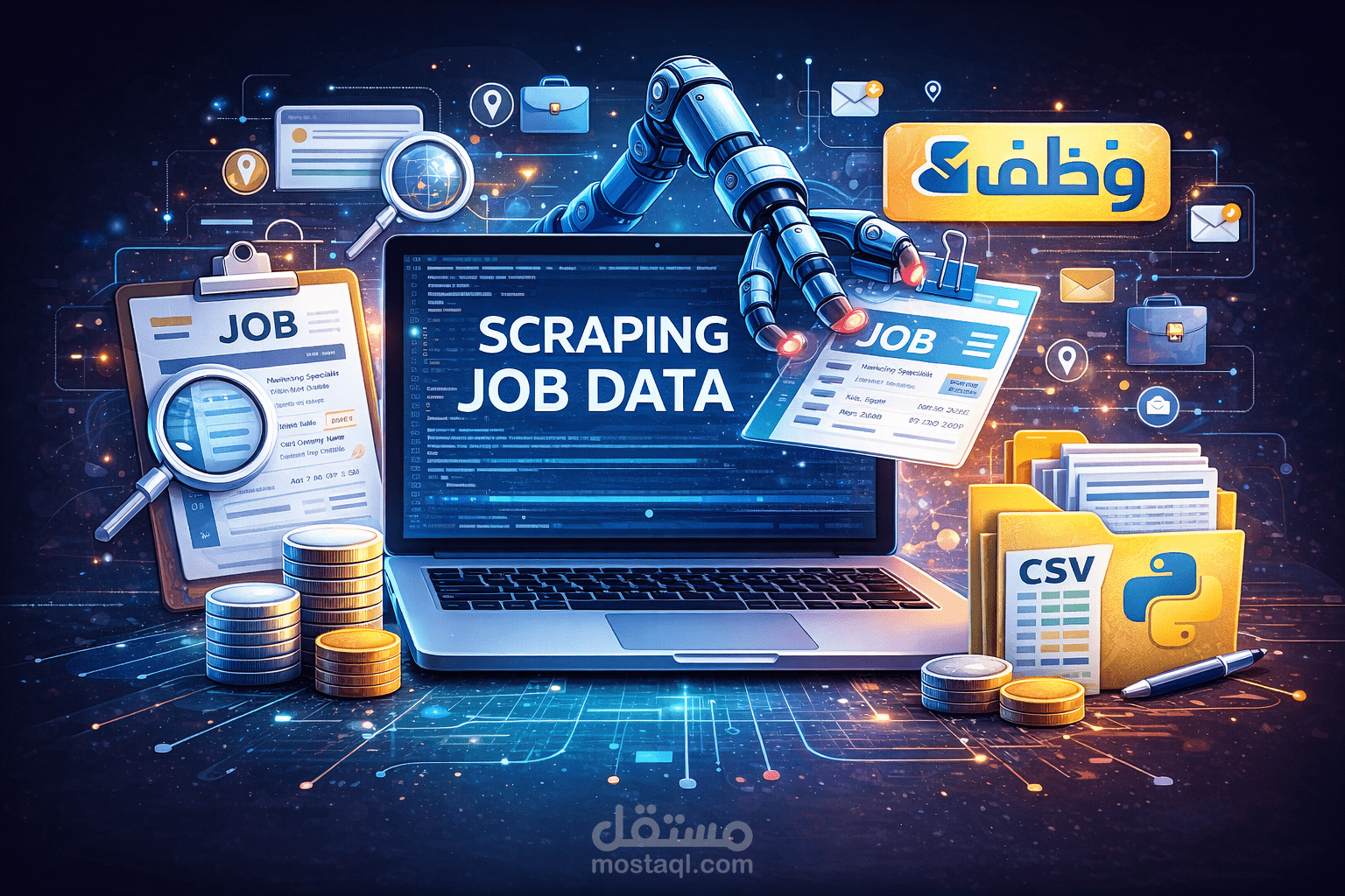 استخراج بيانات الوظائف من موقع وظف باستخدام Python (Web Scraping)