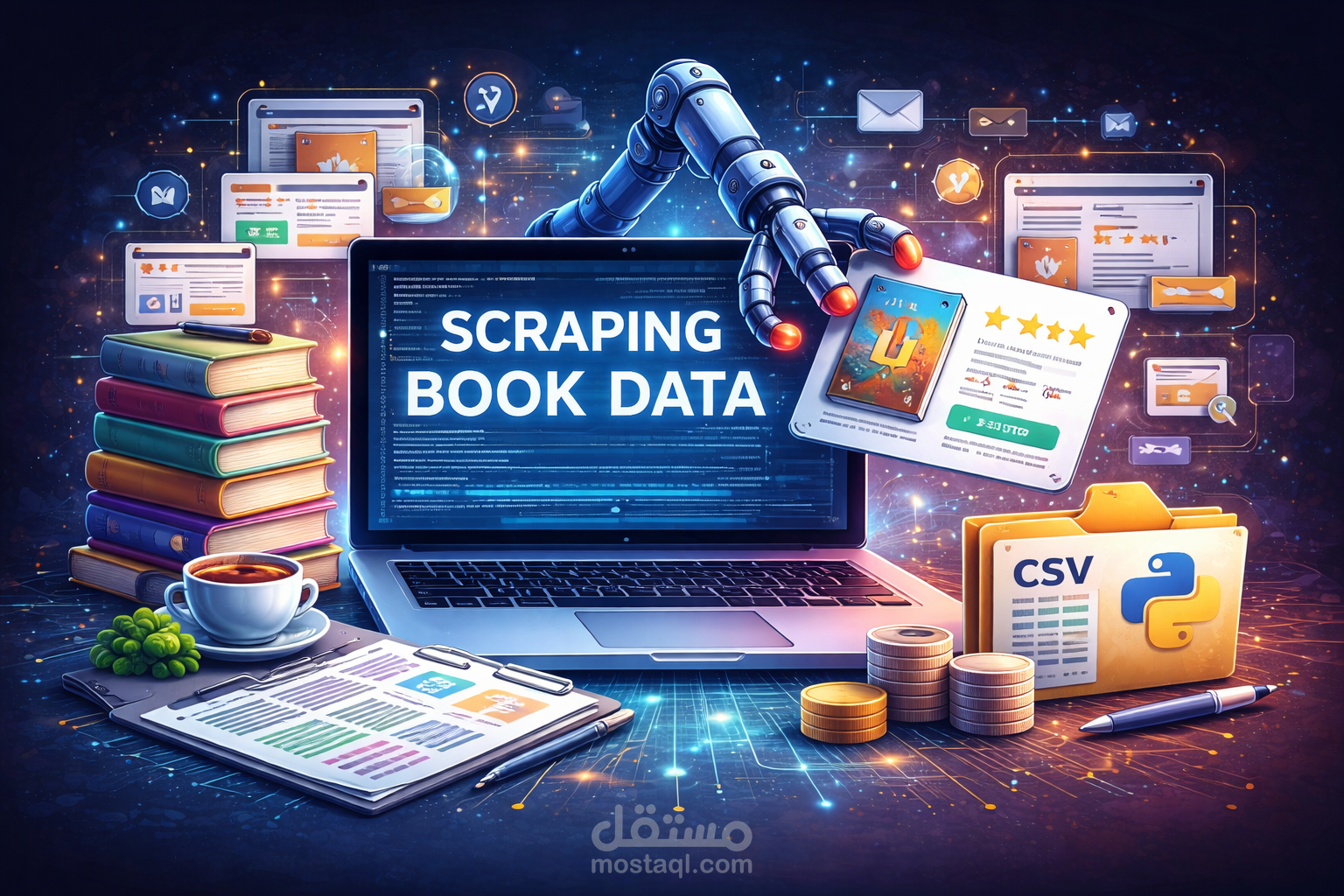 استخراج بيانات الكتب حسب النوع من موقع إلكتروني باستخدام Python