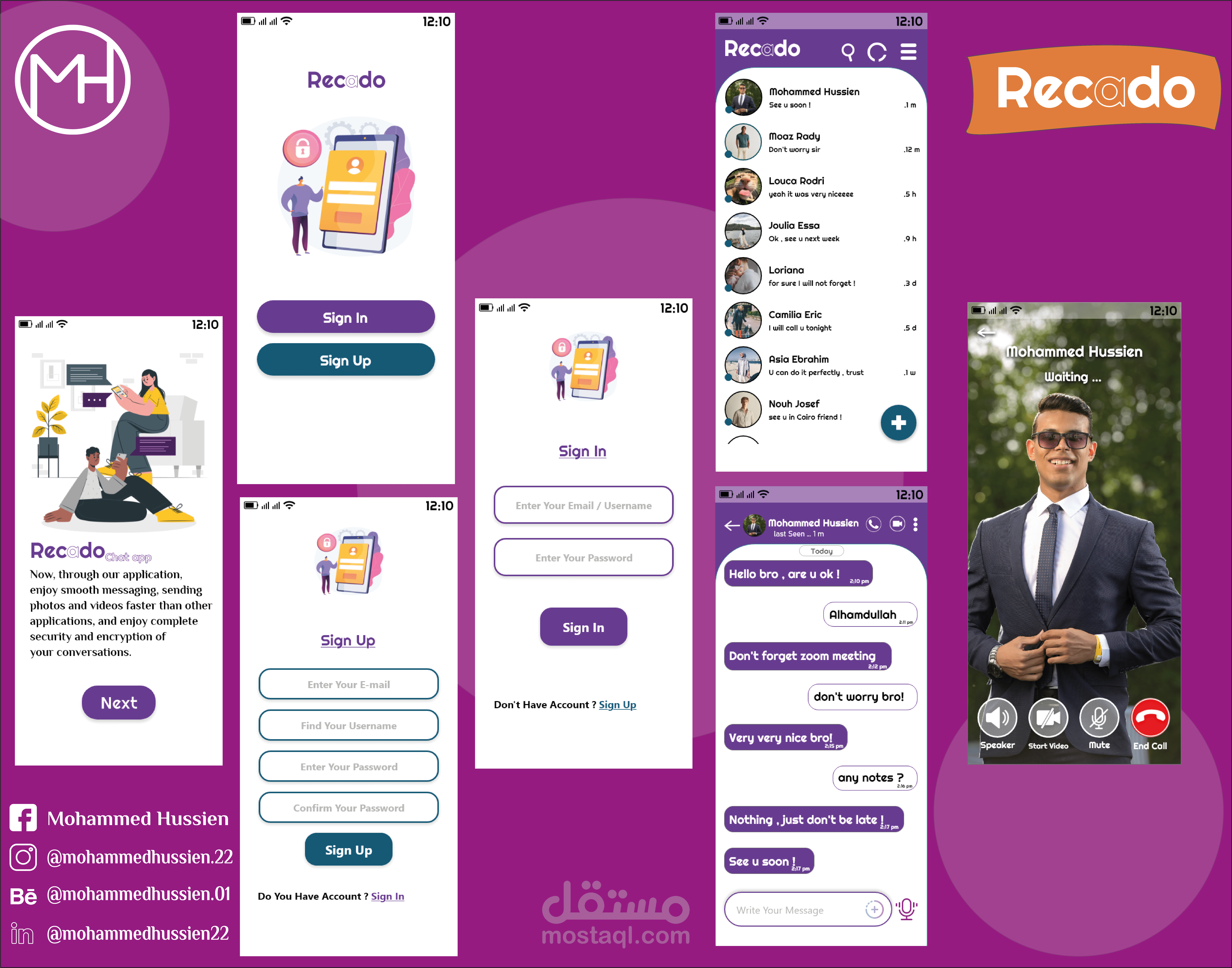 Recado chat app UI Kit