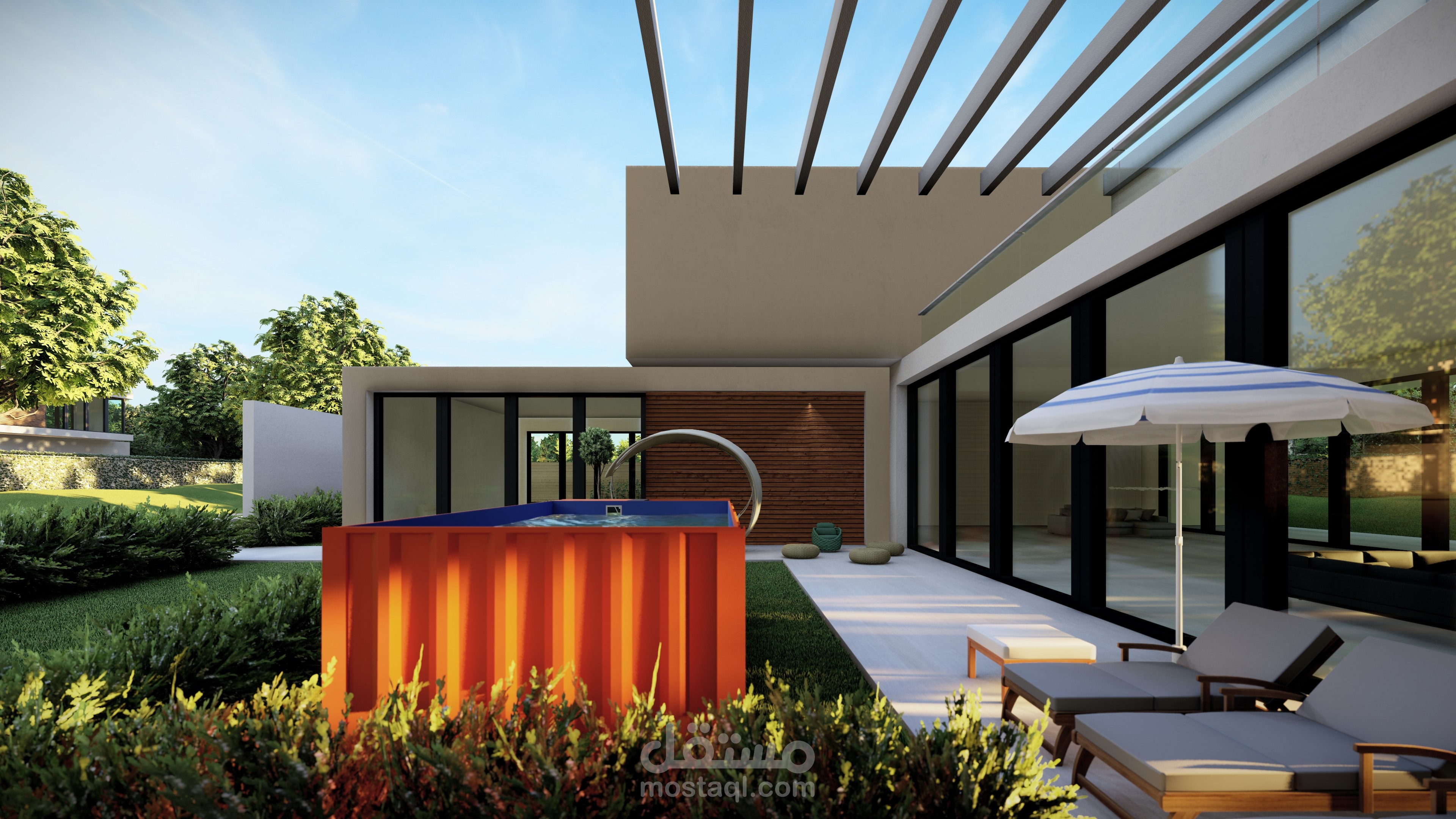 تصميم مجسم مسبح كونتينر لشركة بالكويت