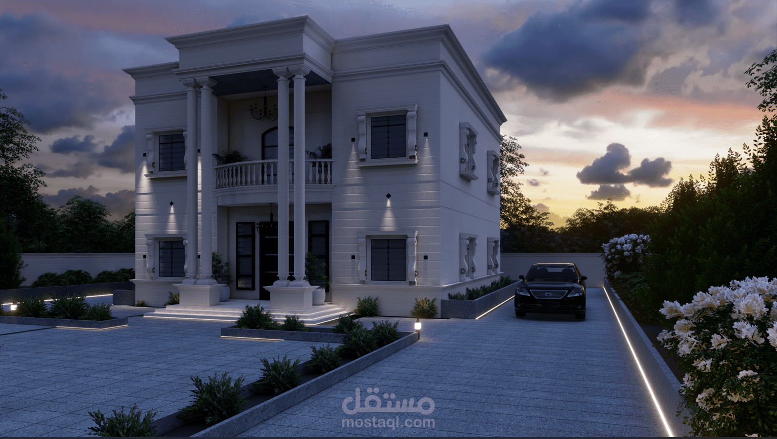 تصميم واخراج لفيلا نيوكلاسيك بالسعودية