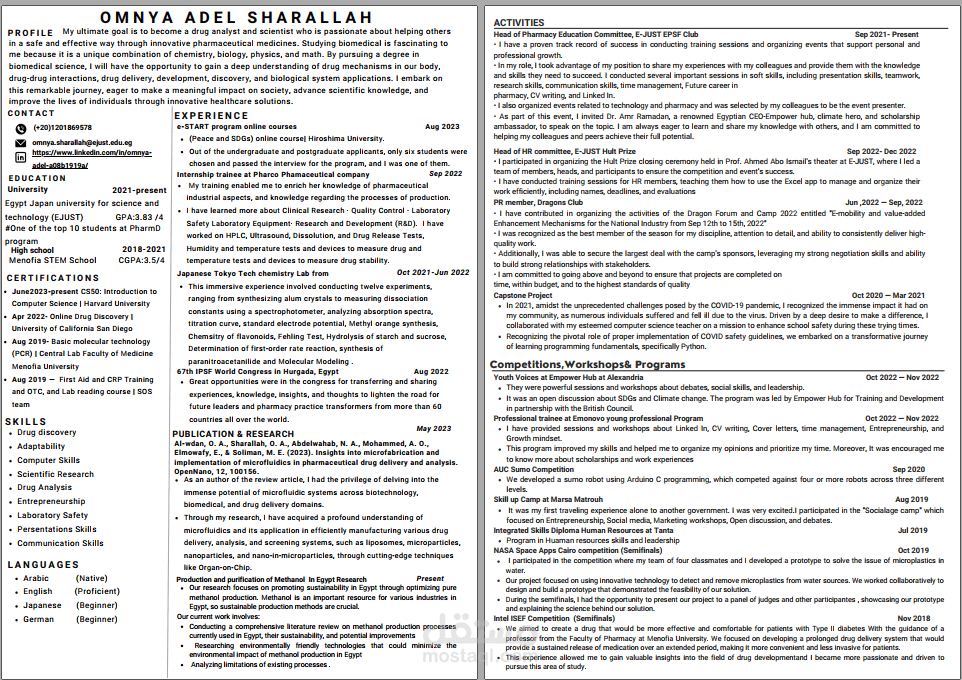 professional CV and Resume
