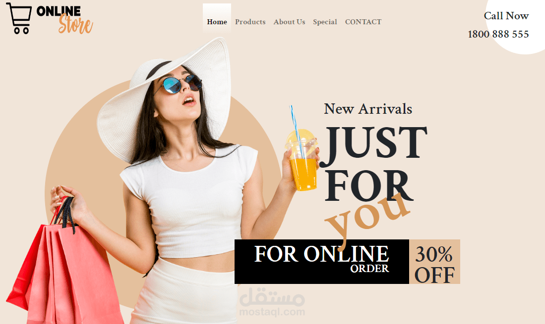 صفحة هبوط لموقع تسوق الكترونى (Landing Page)