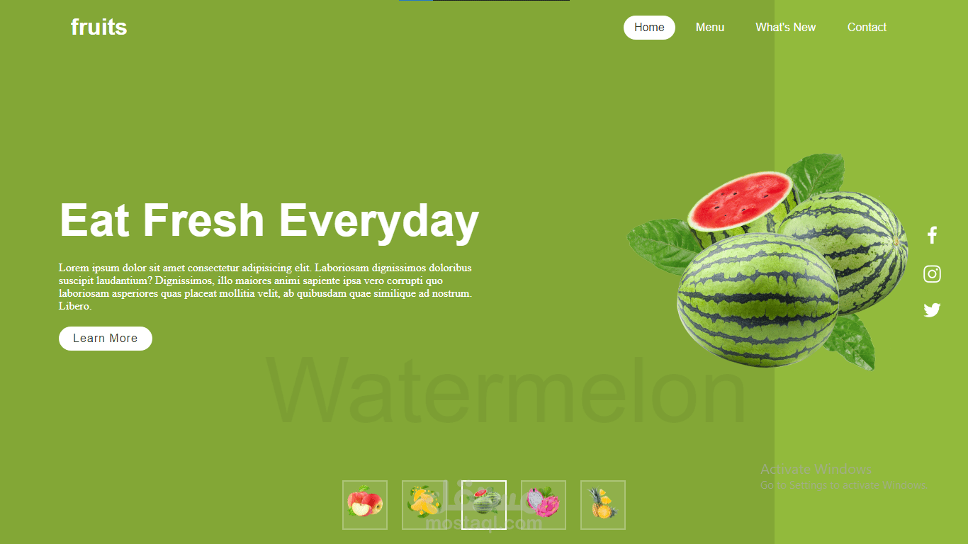 landing page for fruit site