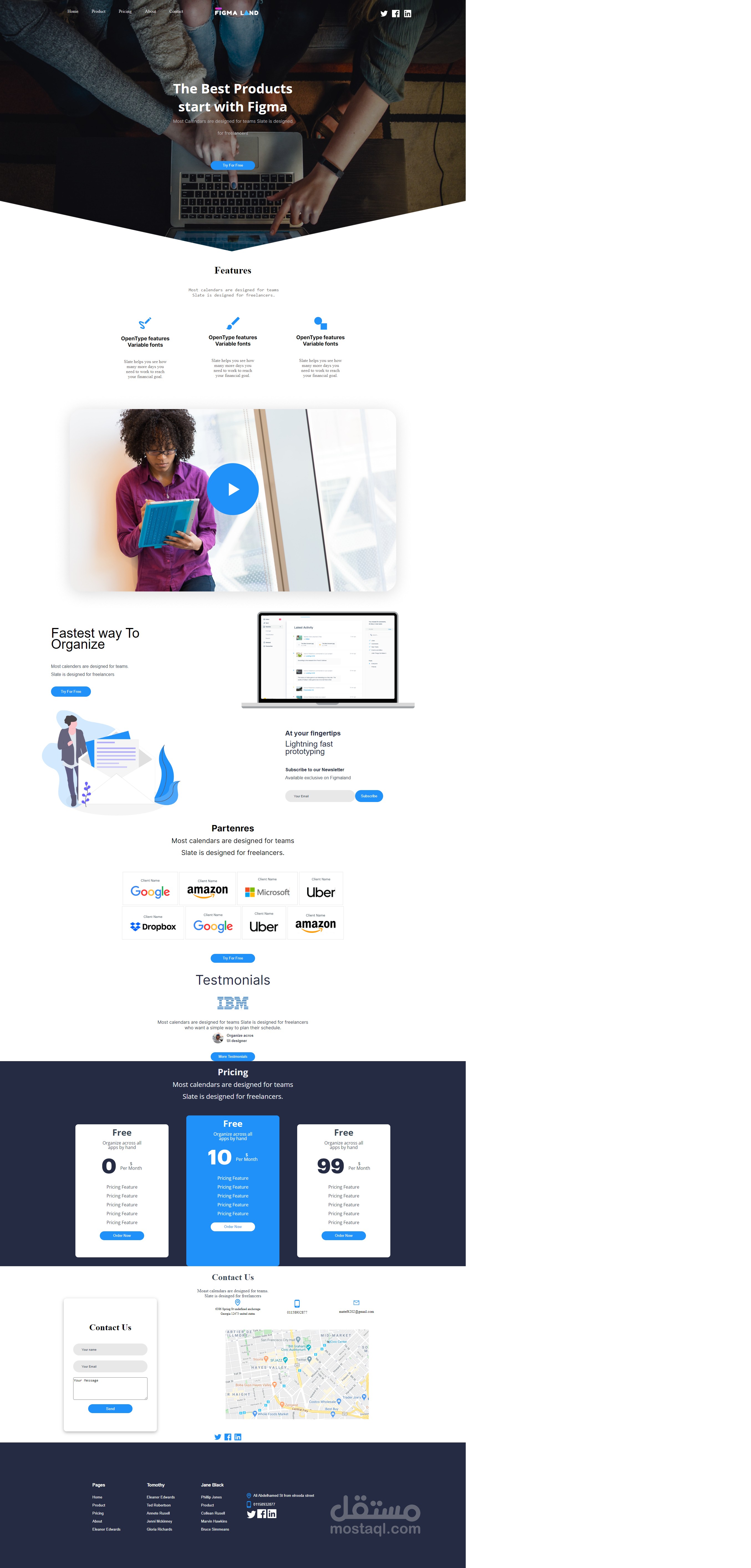 صفحة هبوط لعرض الخدمات (landing page )