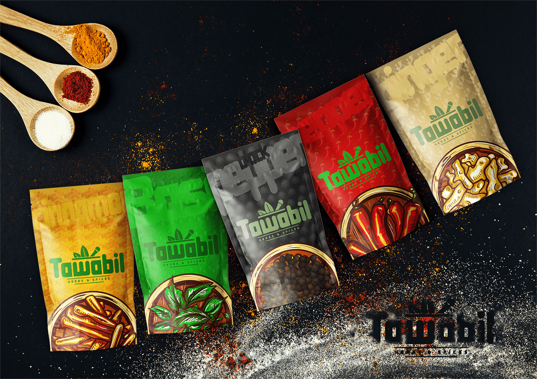 تصميم علب و مغلفات لشركة توابل