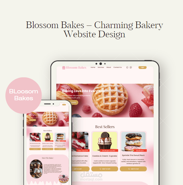 Blossom Bakes – تصميم موقع مخبز جذّاب وأنيق