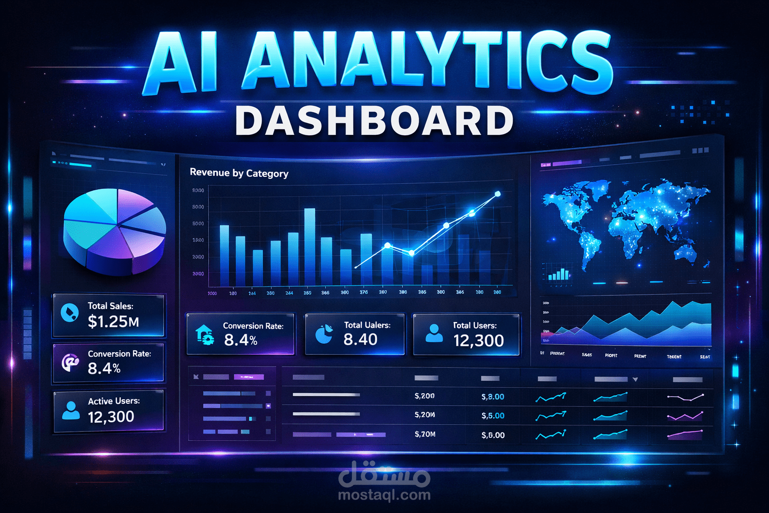 AI Data Analysis Dashboard | تحليل بيانات احترافي بالذكاء الاصطناعي
