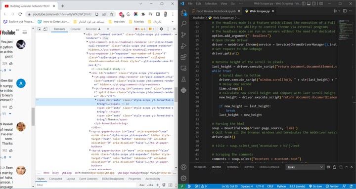YouTube Comments Web Scraping