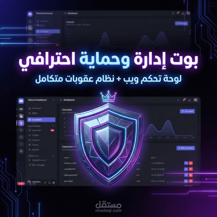 بوت Moderation احترافي لديسكورد – نظام إدارة وحماية متكامل + لوحة تحكم ويب