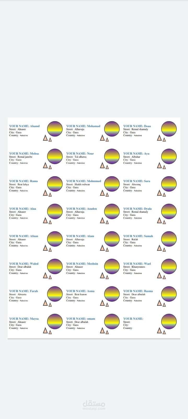 business labels