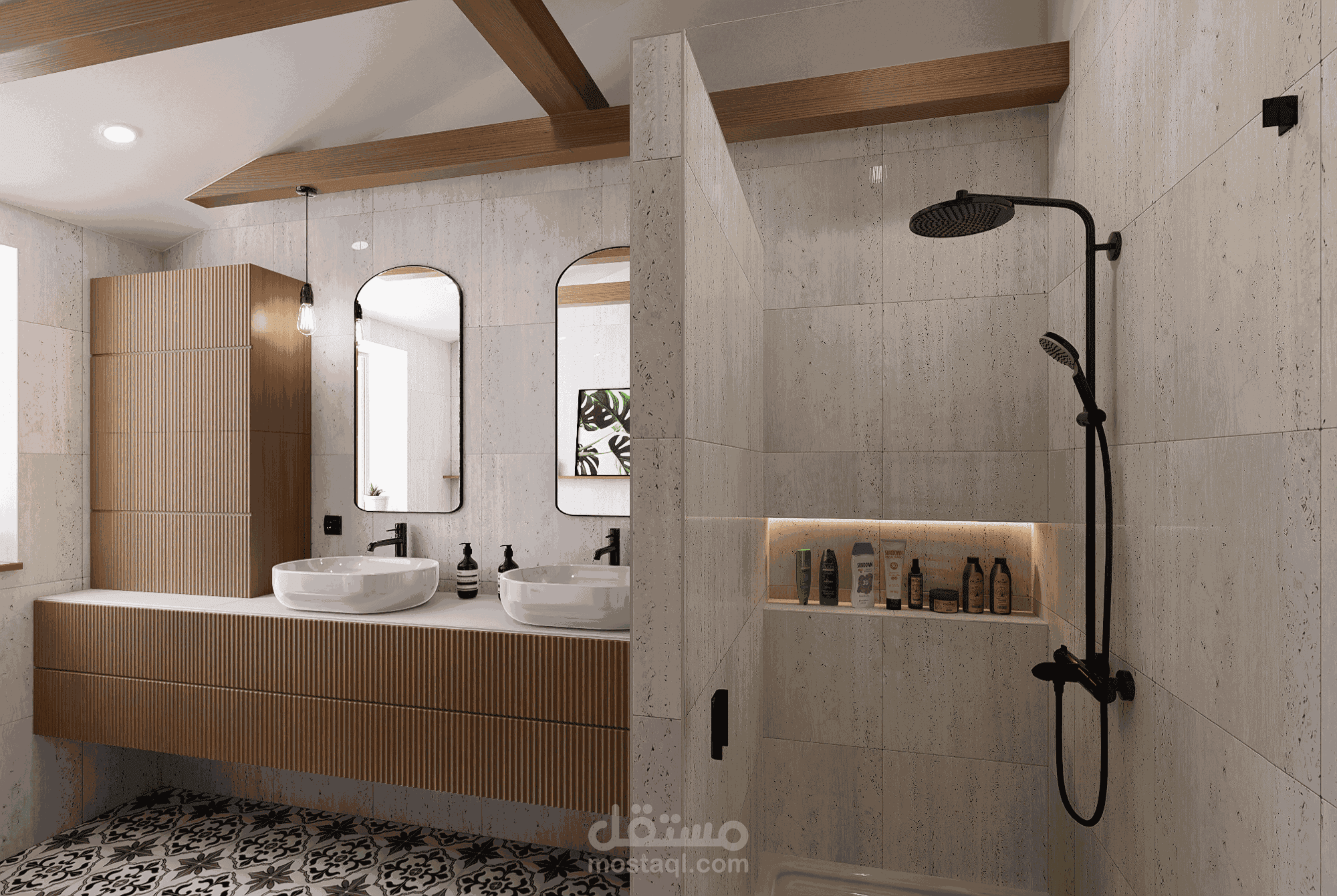 تصميم لحمام بغرف فندقيه