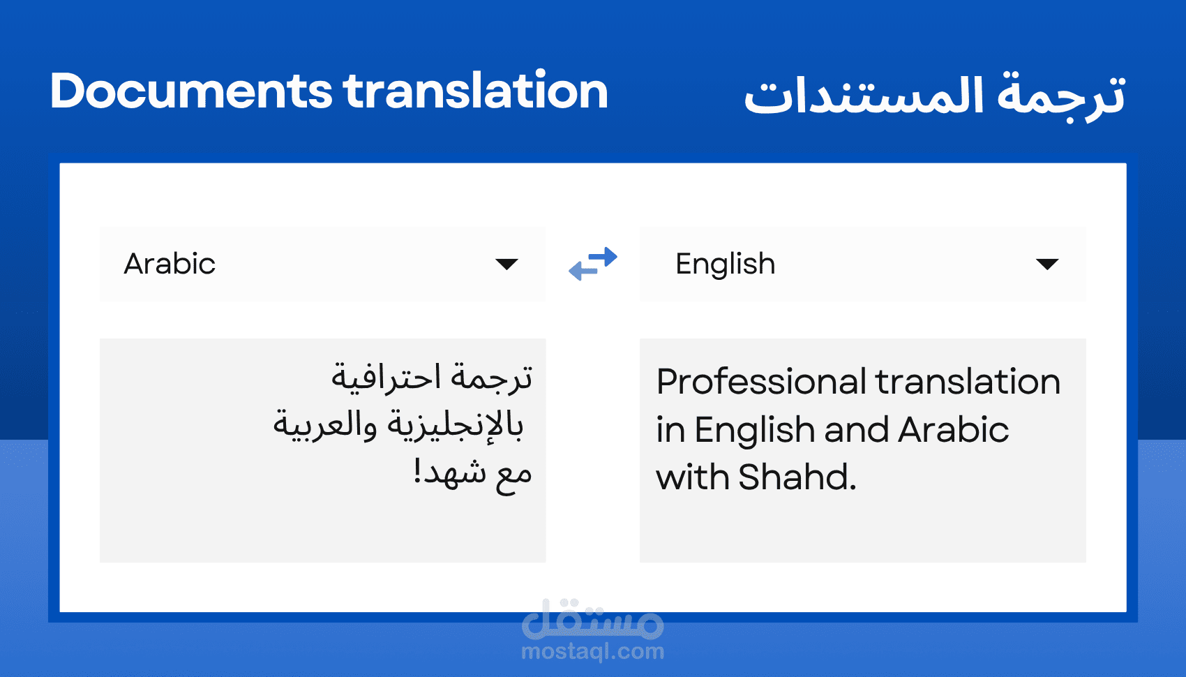 ترجمة نصوص مختلفة من الغة العربيه للانجليزية و العكس